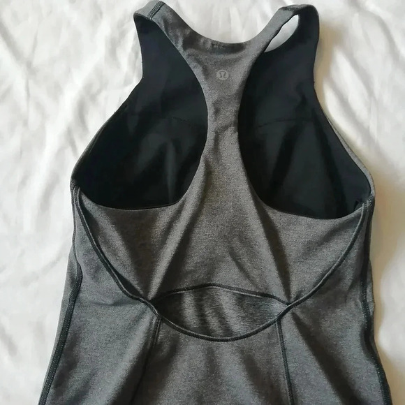 Lululemon In Training Tank Top High Neck Back Cutout Heathered Grey 4 - Picture 5 of 15